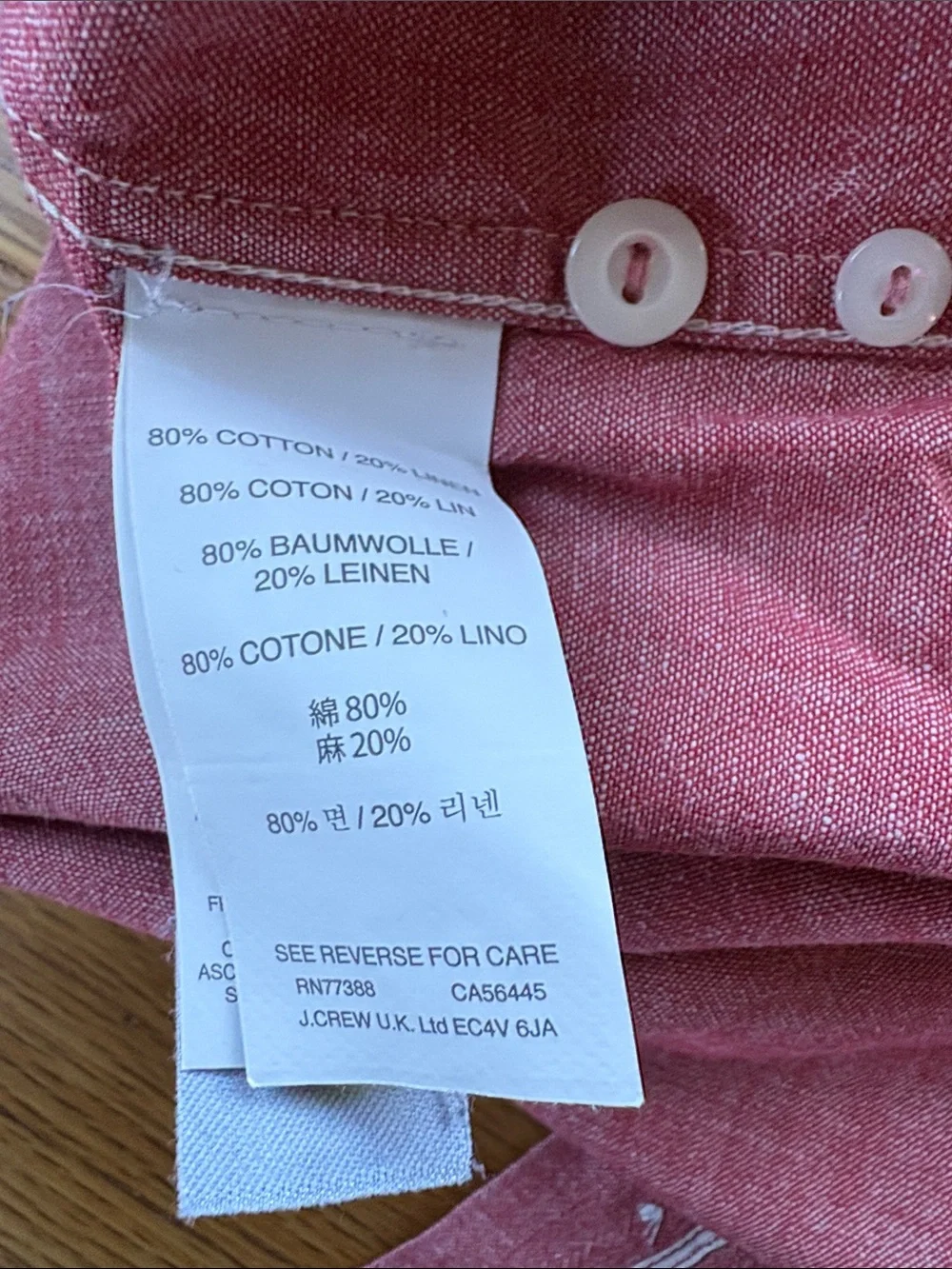 J. Crew Men's Button-Down Shirt in Dusty Red/Rose - Size Large Slim